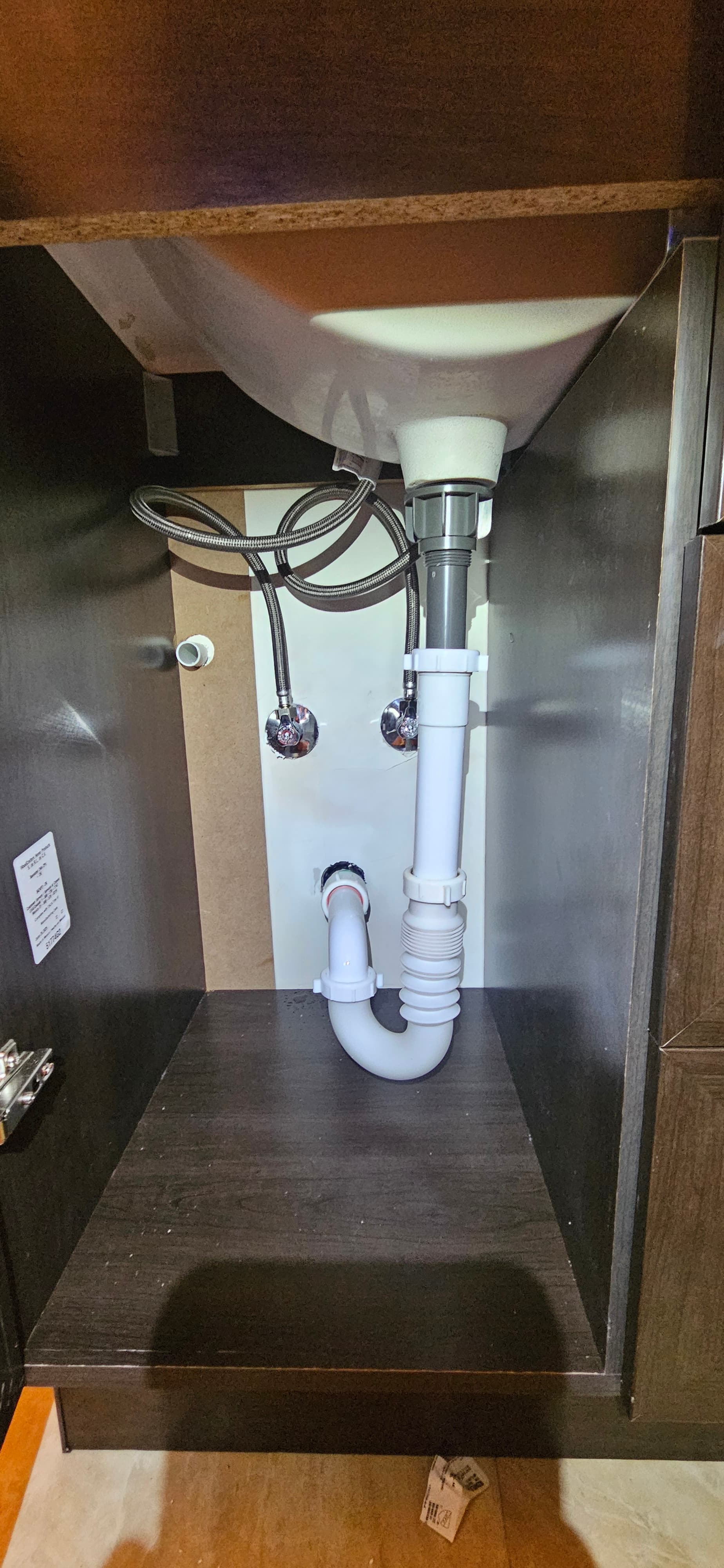 Visible sink supply and drain connections