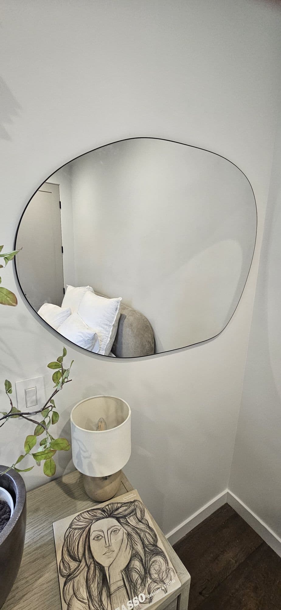 Decorative mirror on entry wall