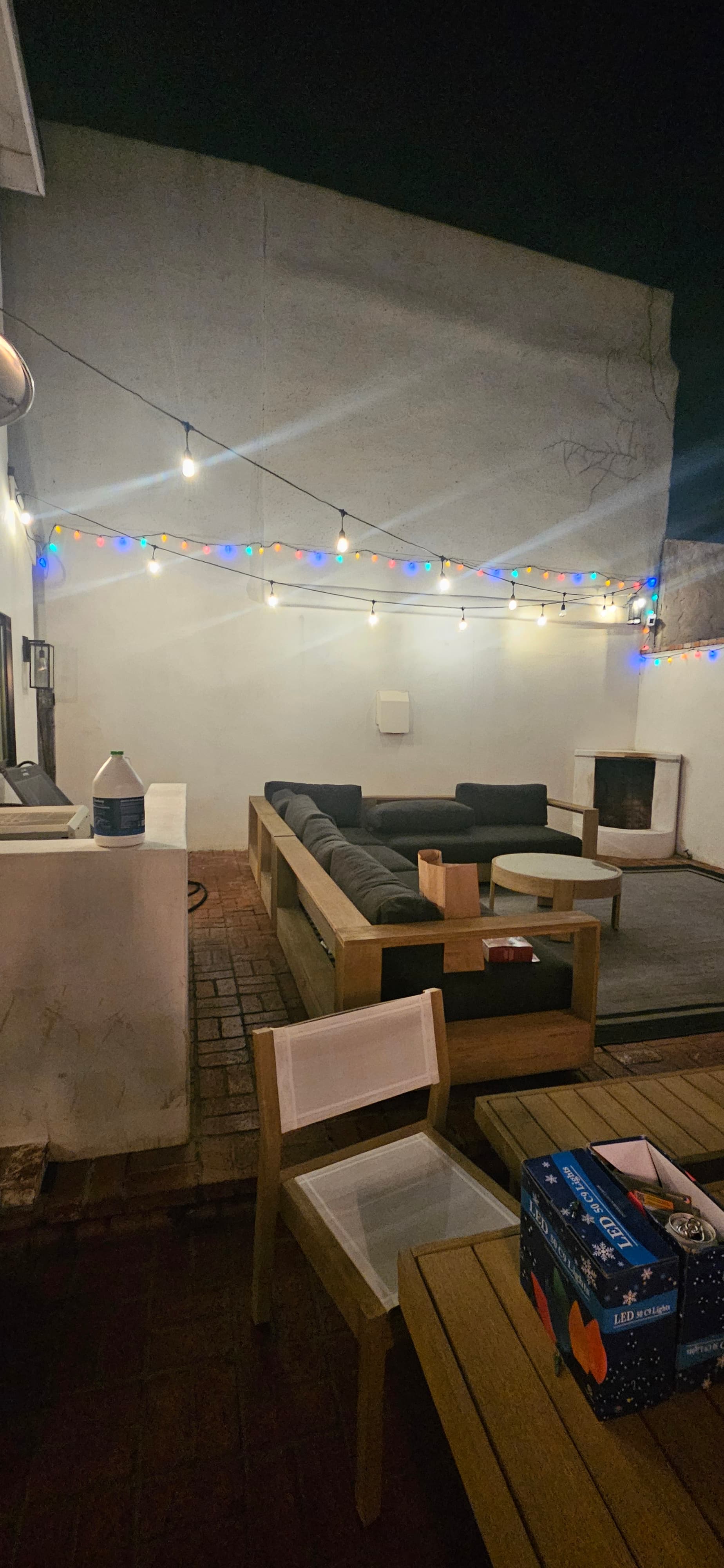 Outdoor seasonal lighting after installation
