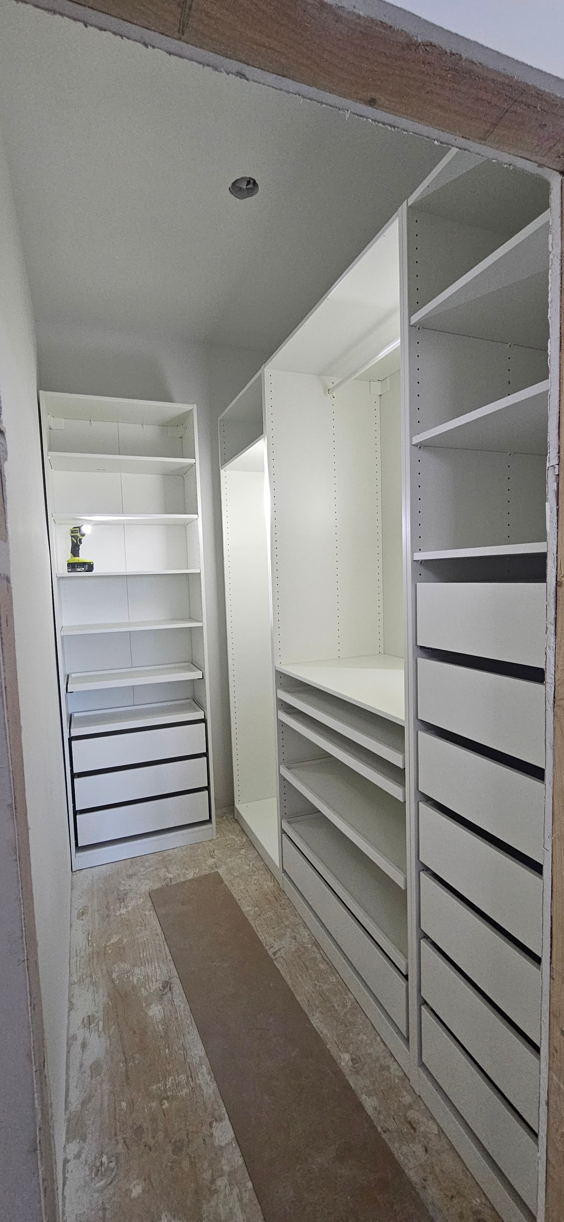 Custom closet organizer fully assembled