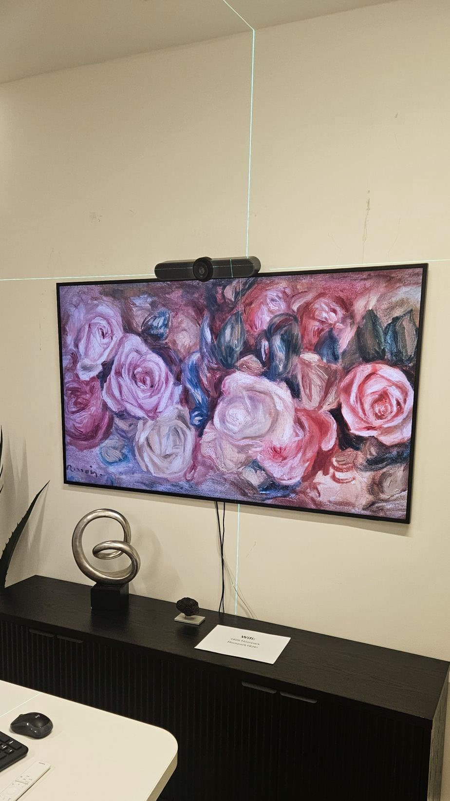 Large screen TV installed on wall