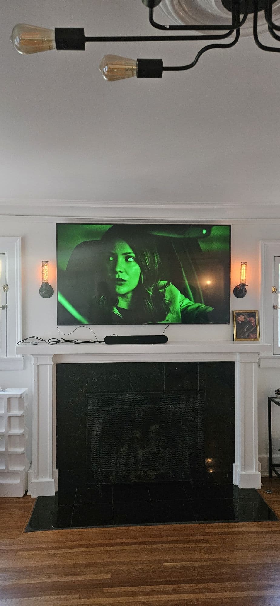 Clean TV installation with level bracket alignment